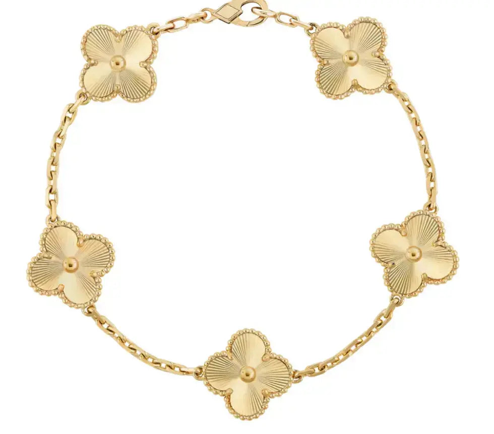 5 Clover Bracelet – 9K or 18K Solid Yellow Gold