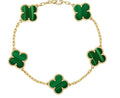 5 Clover Bracelet – 9K or 18K Malachite Yellow Gold